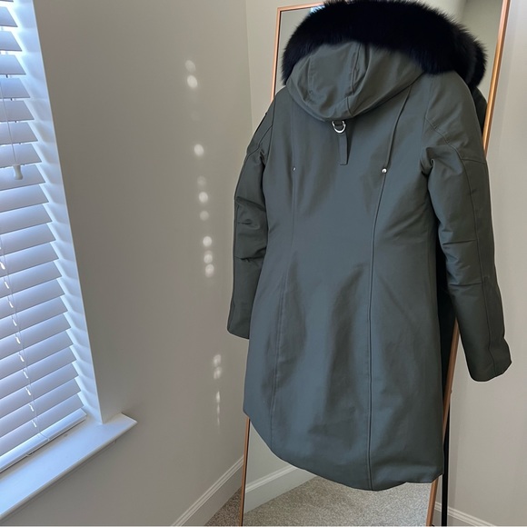 NEW🍉Moose Knuckles Stirling Down Jacket Parka Shearling Trim Green Black Pom - Picture 8 of 15